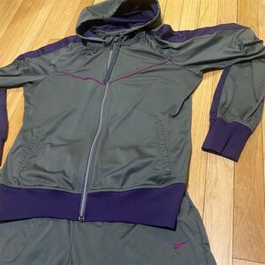Vintage Nike Womens XL Tracksuit Gray Purple Accents 2-Piece Set